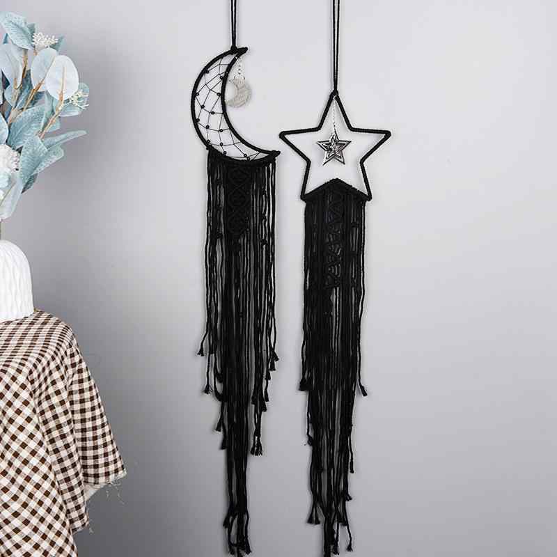 タペストリー 星 月 ドリームキャッチャー 北欧 ボヘミアン スタイル 手編み ハンドメイド コットン 綿 壁掛け 部屋飾り インテリア ウォールデコ リビング 寝室 子供部屋