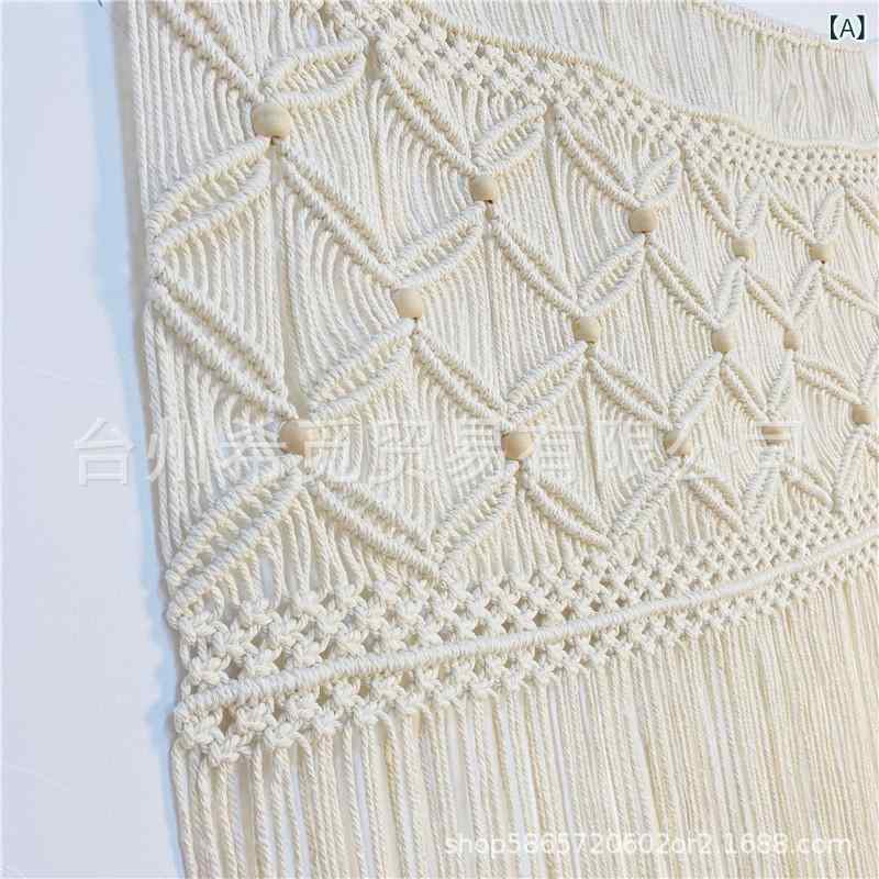 タペストリー 北欧風 手織り 編み込み 大型 壁掛け ウォールデコレーション ドアカーテン のれん 間仕切り 目隠し リビング 寝室 書斎 部屋装飾 エレガント 上品 モダン ダークグレー ナチュラルホワイト コットン 綿ロープ ポリエステル