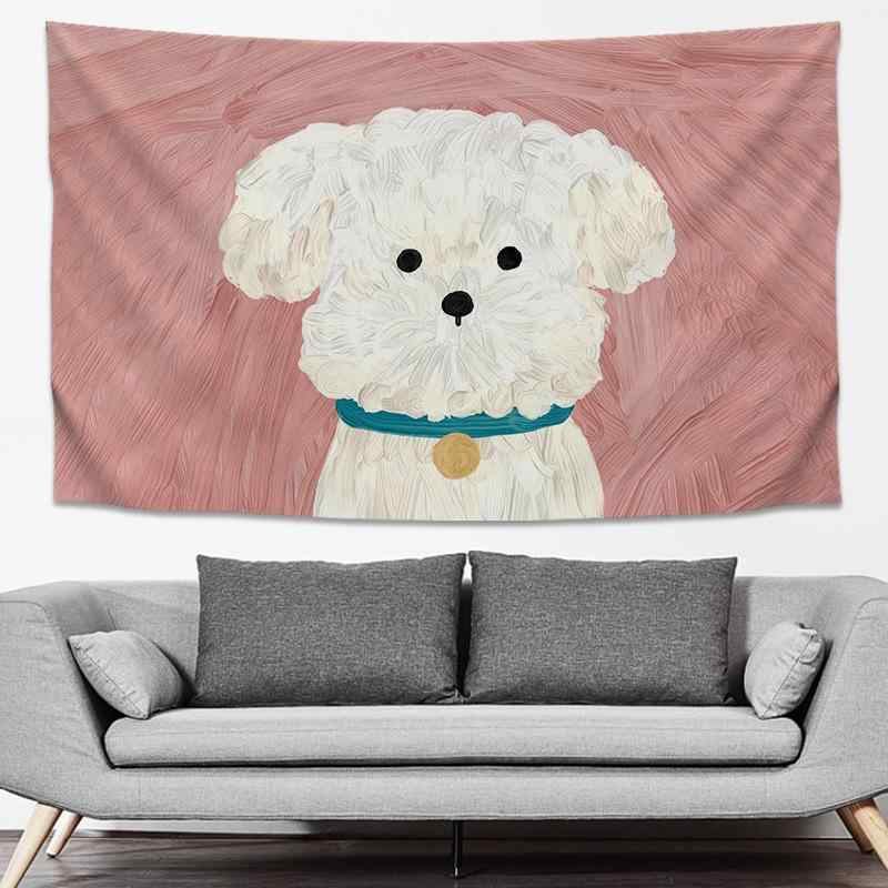 タペストリー かわいい子犬柄 壁掛け 寝室 ベッドルーム リビング 書斎 子供部屋 部屋の模様替え 飾り付け SNS映え 背景布 ファブリックポスター ポリエステル製 手洗い可 モダン シンプル 長方形