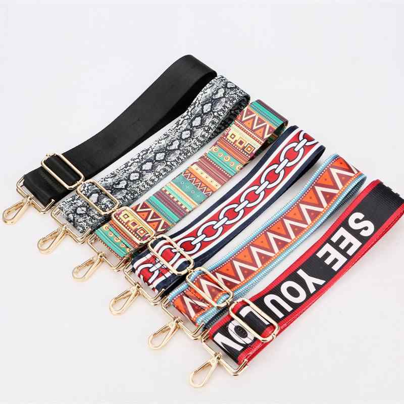 バッグ ストラップ レディース ショルダーベルト 調節可能 幅広 ロング エスニック柄 カラフル ナイロ..