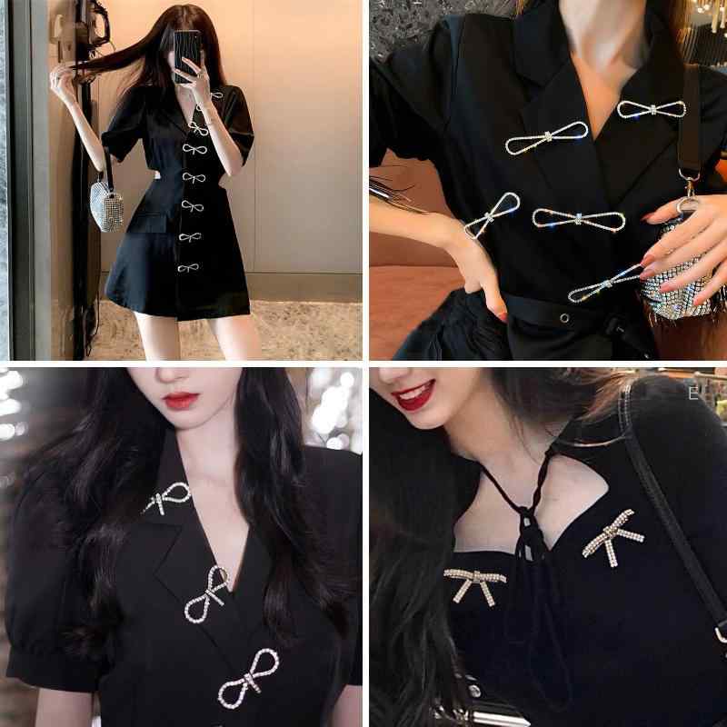 ブローチ 男女兼用 ラインストーン クリスタル 蝶々結び リボン タッセル フリンジ エレガント 上品 シ..