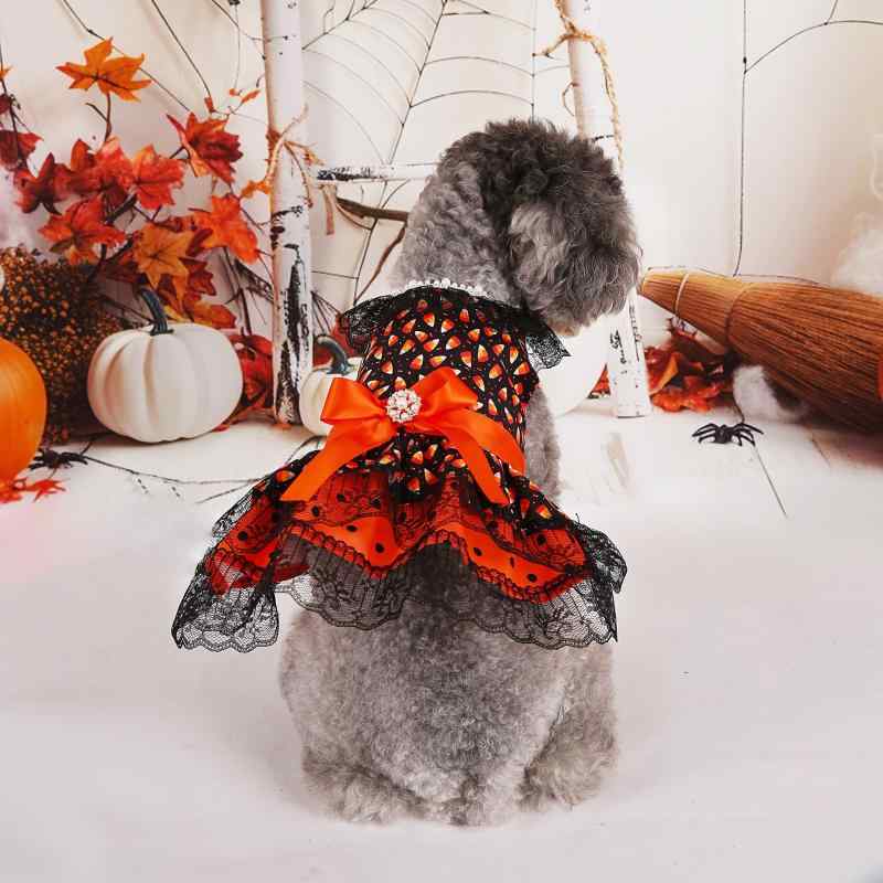 ワンピース 女の子用 小型犬 猫 ハロウィン 変装 仮装 コスプレ ユニーク レース 秋冬用 ポリエステル ..