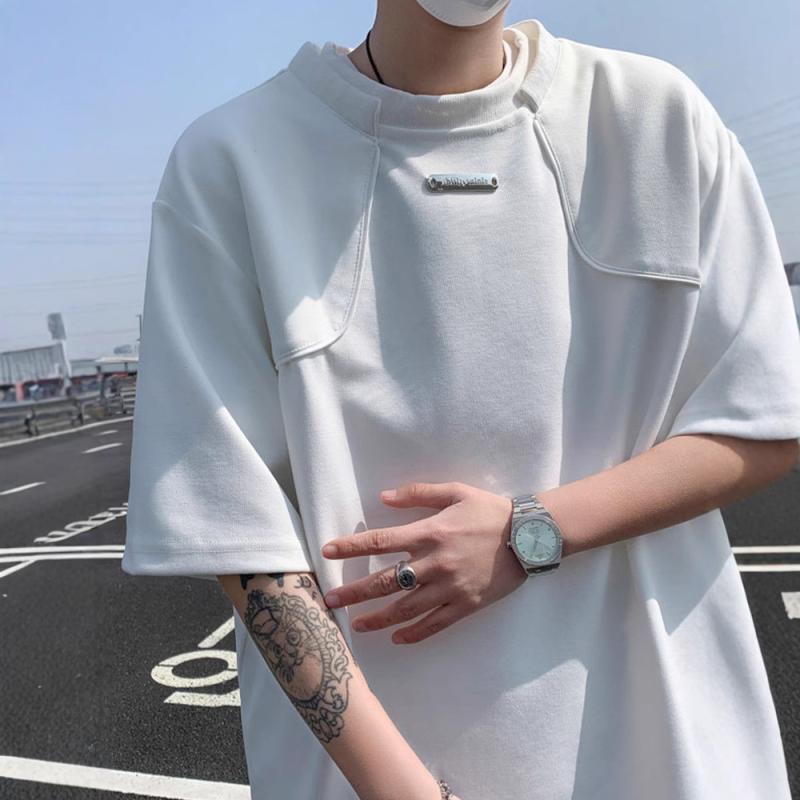 Tシャツ メンズ 男性用 クルーネック 半袖 五分袖 トップス ストリート ファッション トレンド カジュアル 普段使い ゆったり ルーズフ..