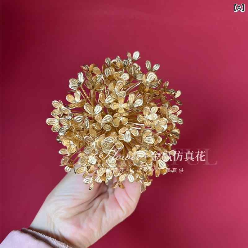 造花 花材 お正月飾り 新年 福桶 縁起物 ゴールド系 華やか リアルな木アジサイ 花頭 金色イチョウ葉 ユーカリ 樹脂製 フェイクフラワー インテリア 玄関飾り ディスプレイ フラワーアレンジメント