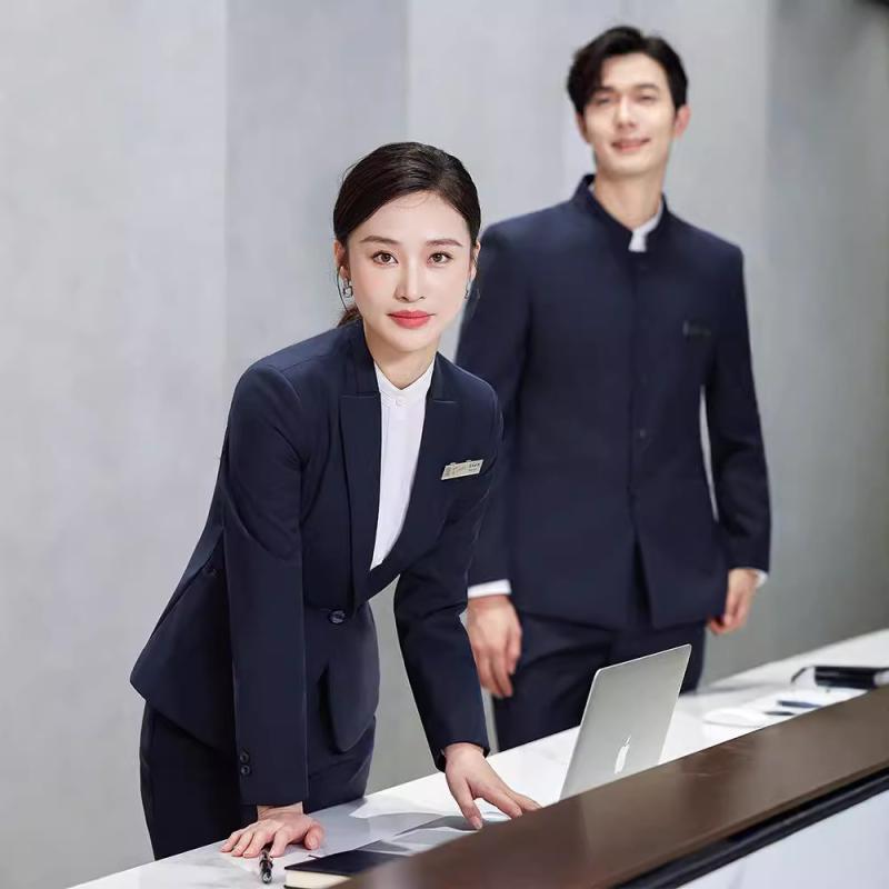 スーツ 男女兼用 ユニセックス スタンドカラー チャイナジャケット 中山服 セットアップ ビジネス オフィス 通勤 フォーマル 職業服 中国風 中華風 レトロモダン ポリエステル