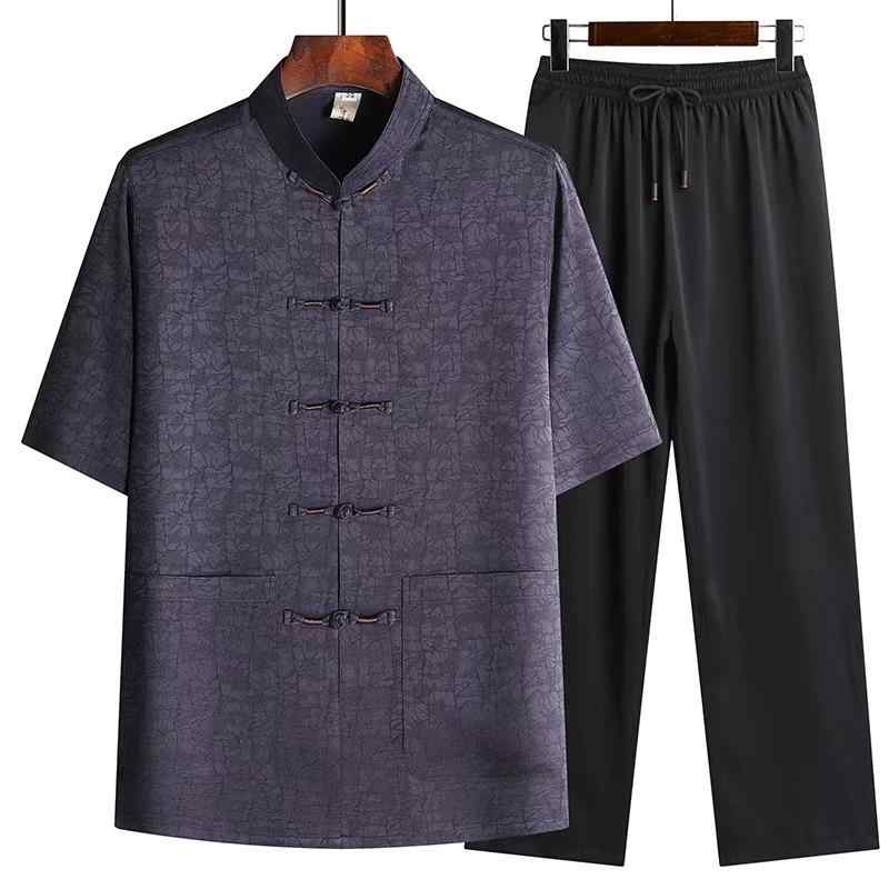 唐装 メンズ 男性用 シニア 中高齢者 中国風 チャイナ服 上下セット セットアップ 綿麻 コットンリネン..