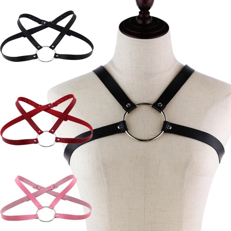 ボディハーネス メンズ レディース セクシー レザー調 Oリング チェーン PUレザー サイズ調節可能 全身束縛ベルト コスプレ 衣装 イベント パンク ゴシック ロック ファッションアイテム ブラック レッド 多色展開