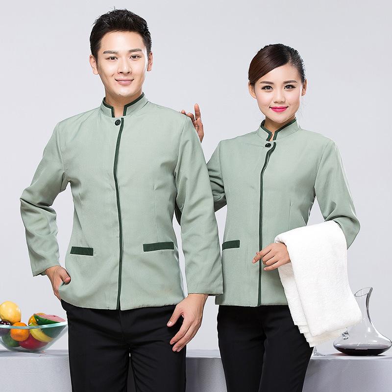 作業服 男女兼用 秋冬用 清掃員 施設管理 工場作業 ワークウェア ユニフォーム 制服 長袖 襟付き 厚手 保温 防寒 吸湿速乾 コーデュロイ ポリエステル 綿混紡 ジャケット レッド グリーン アイボリー