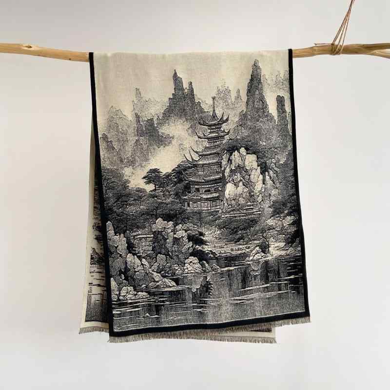 ショール レディース カシミヤタッチ フェイクカシミヤ 厚手 大判ストール フリンジ付き レトロ 民族柄..