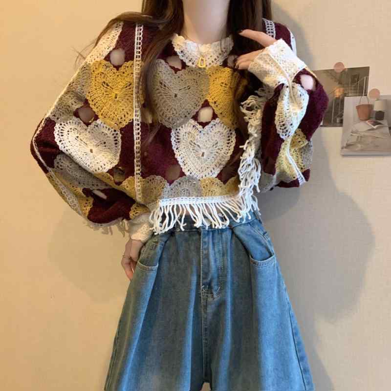 カーディガン レディース レトロ 透かし編み ボヘミアン風 日焼け防止 UVカット 薄手 軽量 フリンジ 長袖 ゆったり オーバーサイズ 大..