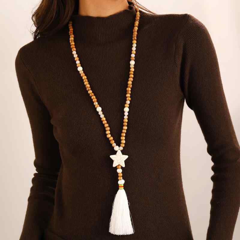 ロングネックレス ユニセックス セーターネックレス ボヘミアン ビーズ クロス ハート ターコイズ ペン..
