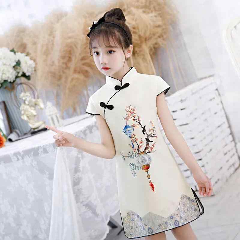 チャイナドレス 女の子 女児 キッズ 子供用 ワンピース ドレス 夏物 中華風 レトロモダン 民国風 イベ..