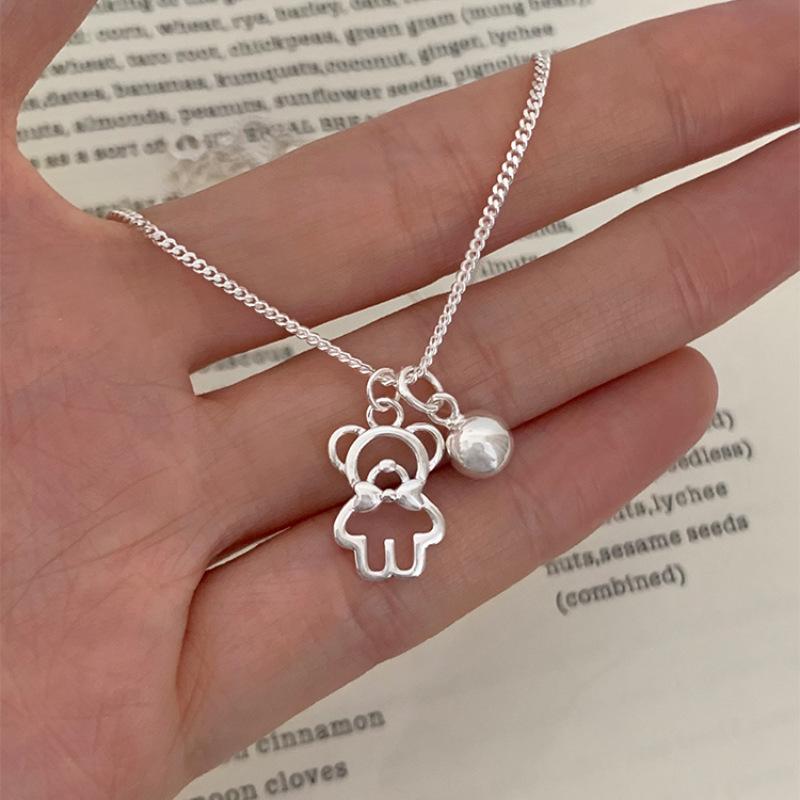 ネックレス レディース 高級感 個性的 パール クマ モチーフ サマー デザイン性 万能 シンプル 鎖骨ネックレス チョーカー クール スタイル 銅製 メッキ加工 デイリーユース