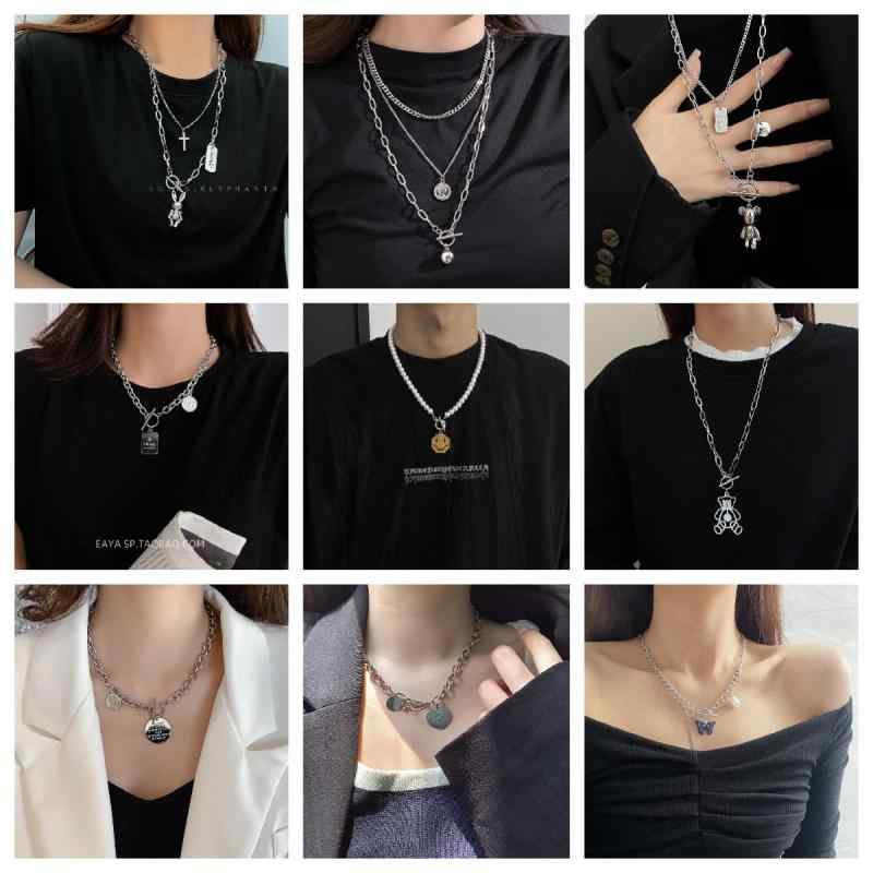 ネックレス 男女兼用 くま アニマル 花 ハートモチーフ ペンダント 合金製 多層デザイン 鎖骨ネックレス おしゃれ オールシーズン 普段使い 個性的