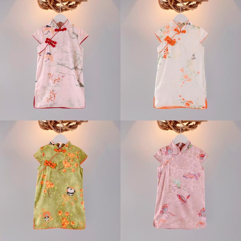 ワンピース キッズ 女の子 女児 夏物 サマー 中国風 漢服 唐装 モダンチャイニーズ チャイナドレス ス..