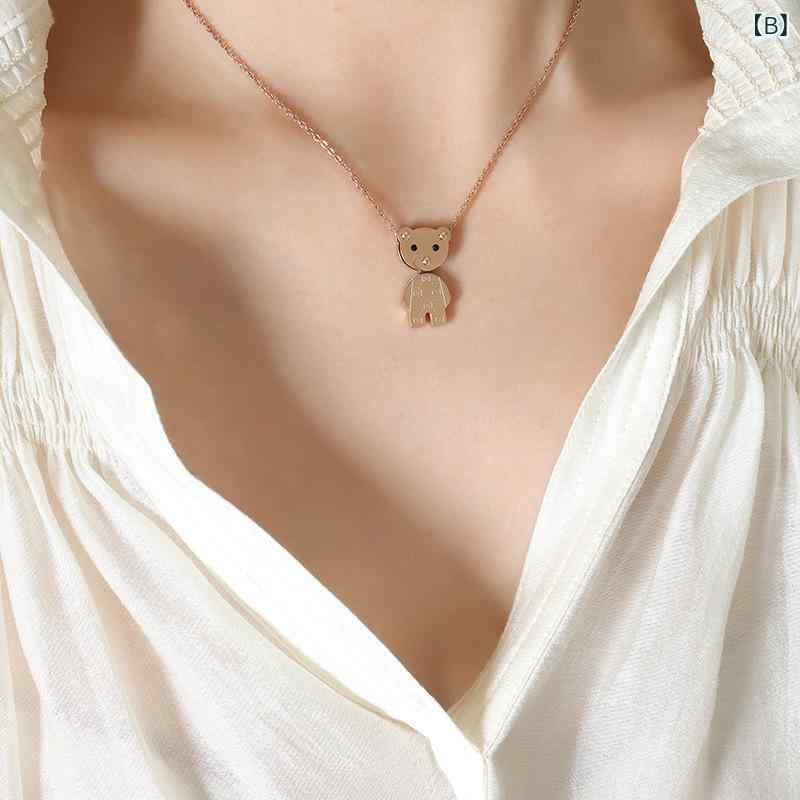 ネックレス レディース かわいい クマ ペンダント ジルコニア 鎖骨ネックレス 個性的 デザイン サージカルステンレス製 シンプル 普段使い カジュアル オフィス 通勤 デート 上品 アクセサリー スチール ゴールド ローズゴールド