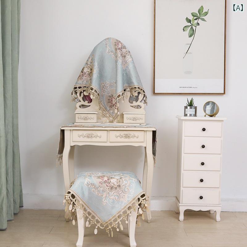 ドレッサーカバー 化粧台カバー 鏡カバー ネイルキャビネットカバー デスクマット ヨーロピアン 花柄 ピンク スクエア型 ファブリック 再生繊維 防塵 耐熱 ほこりよけ 布製