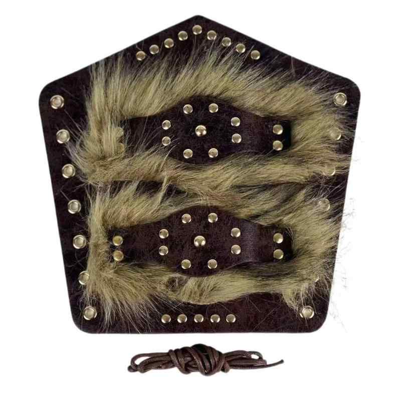 アームガード 中世風 バイキング スチームパンク レトロ PUレザー ファー 腕当て プロテクター コスプレ 仮装 ハロウィン イベント 大..
