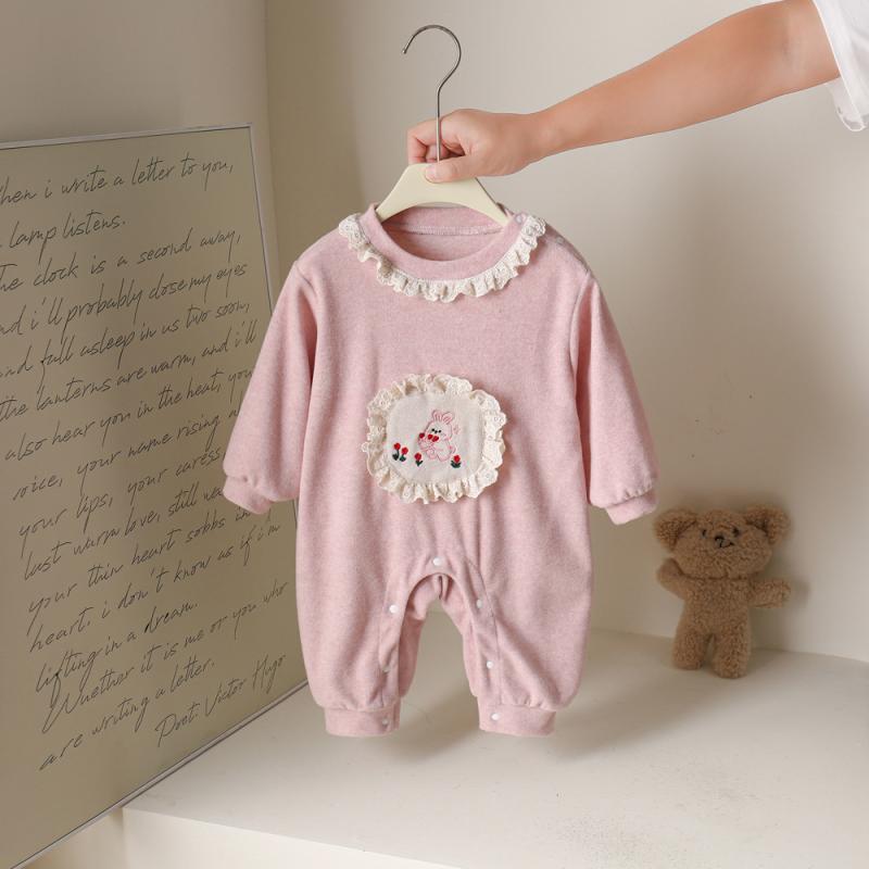 ロンパース 女の子 ベビー 新生児 かわいい うさぎ フリル 綿 コットン 長袖 春 秋 カバーオール スナップボタン 韓国風 お出かけ 普段使い 写真撮影 記念日