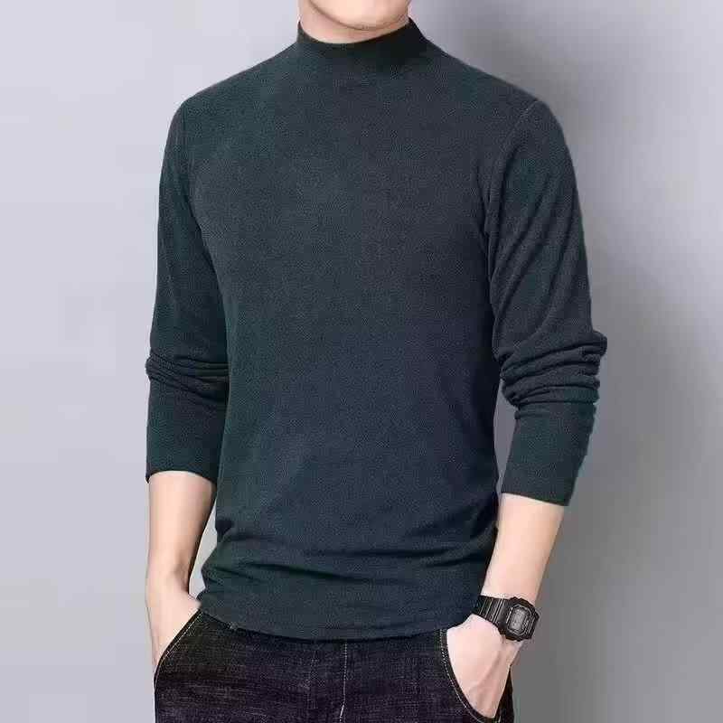 Zip Up - 長袖Tシャツ メンズ 半ハイネック モックネック 吸湿発熱 保温 あったか 両面起毛 カットソー トップス ニット セーター インナー 肌着 スリムフィット 春 秋 普段使い カジュアル ポリエステル