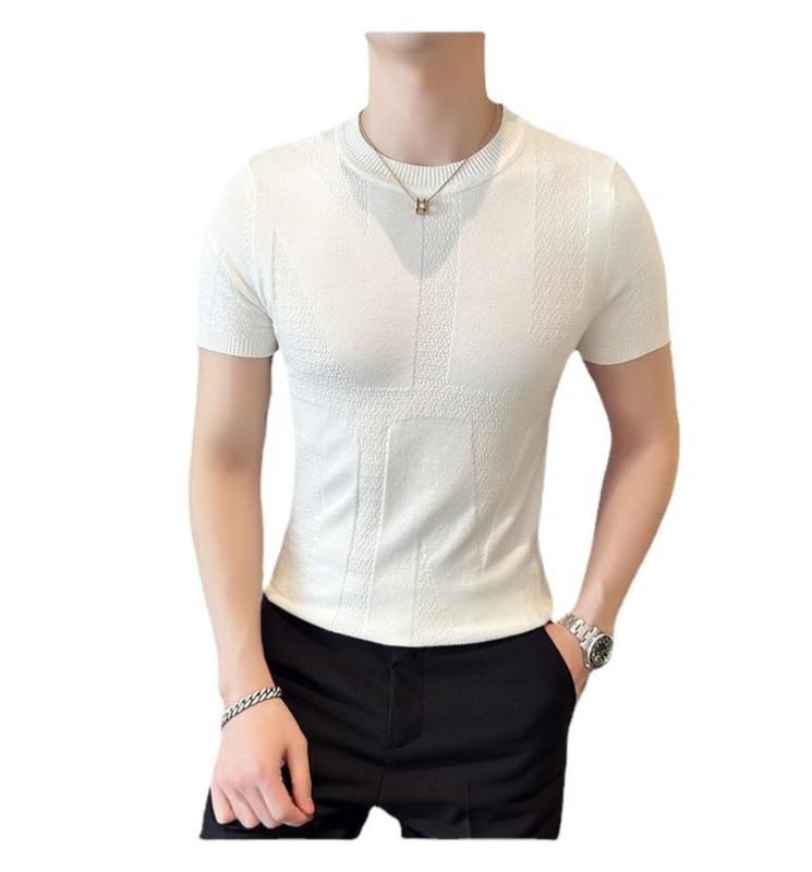 Tシャツ メンズ 男性用 半袖 トップス カットソー ニット サマーニット コーマ綿 ストレッチ 伸縮性 クルーネック ゆったり オーバーサイズ UV対策 通気性 吸湿速乾 普段使い デイリーユース カジュアル インナー 重ね着 薄手 プルオーバー