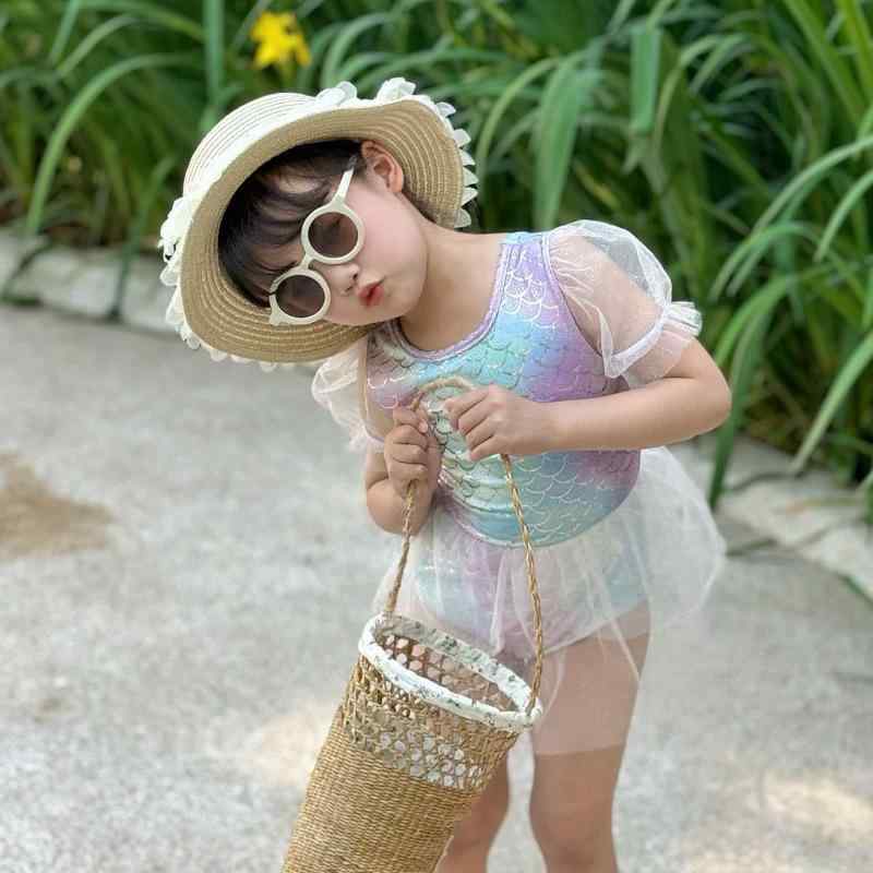 水着 女の子 ベビー キッズ 女児 幼児 小学生 マーメイド ワンピース スイムウェア スカート フリル ポリエステル プール 海水浴 夏 水遊び 子供服 オールインワン かわいい おしゃれ 軽量 速乾