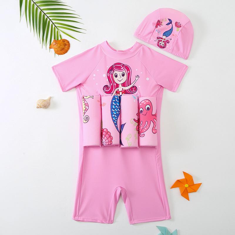 水着 キッズ 女の子 浮力付き ワンピース 水遊び プール 海水浴 スイミング 半袖 かわいい アニマル 人..