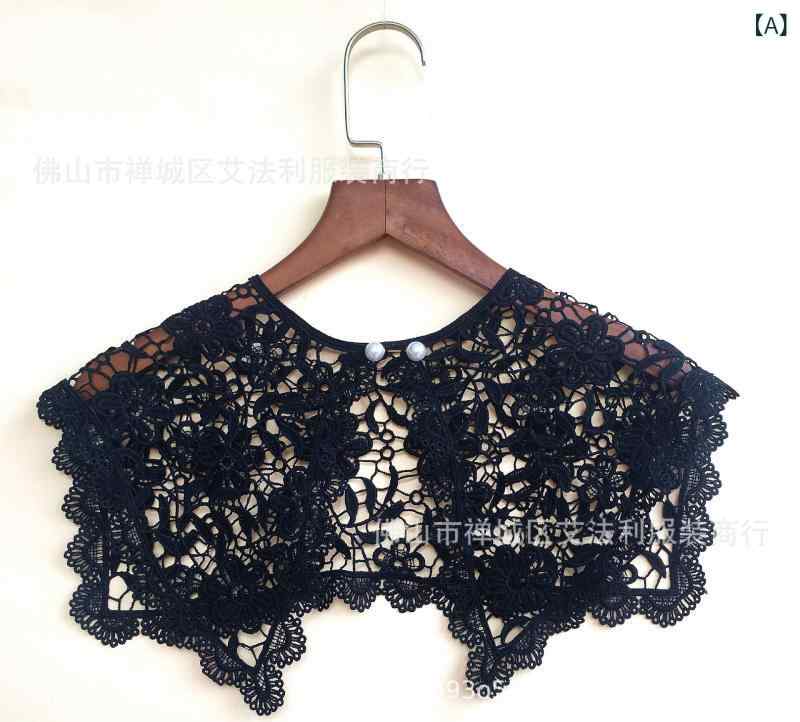 付け襟 レディース レース ショール ボレロ風 透かし編み 花柄 飾り襟 ネックカバー 首元カバー 肩カバ..