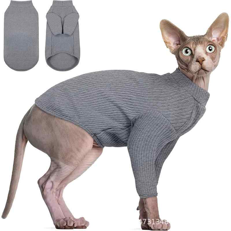 猫用ウェア ユニセックス スフィンクス猫 トップス Tシャツ ハイネック ベスト パジャマ ロンパース オ..