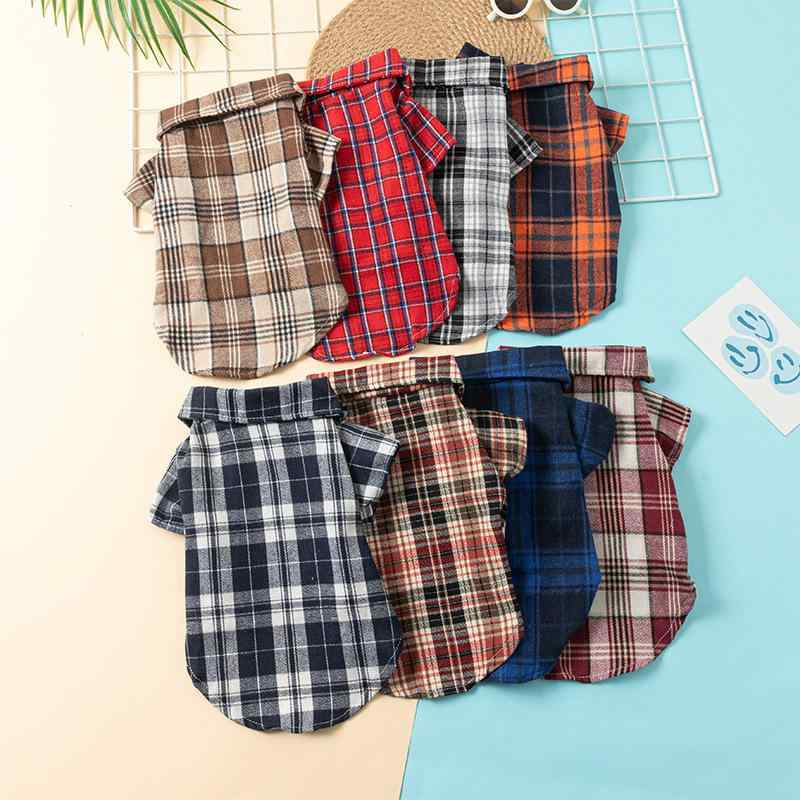 ペット用 犬用 ドッグウェア シャツ トップス チェック柄 格子柄 かわいい 快適 着心地良い 通気性 吸..