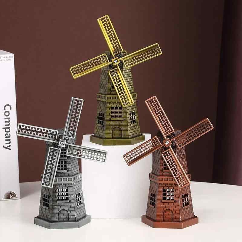 置物 オブジェ レトロ アンティーク調 金属製 オランダ 風車 ミニチュア 書棚 ワインラック リビング ..