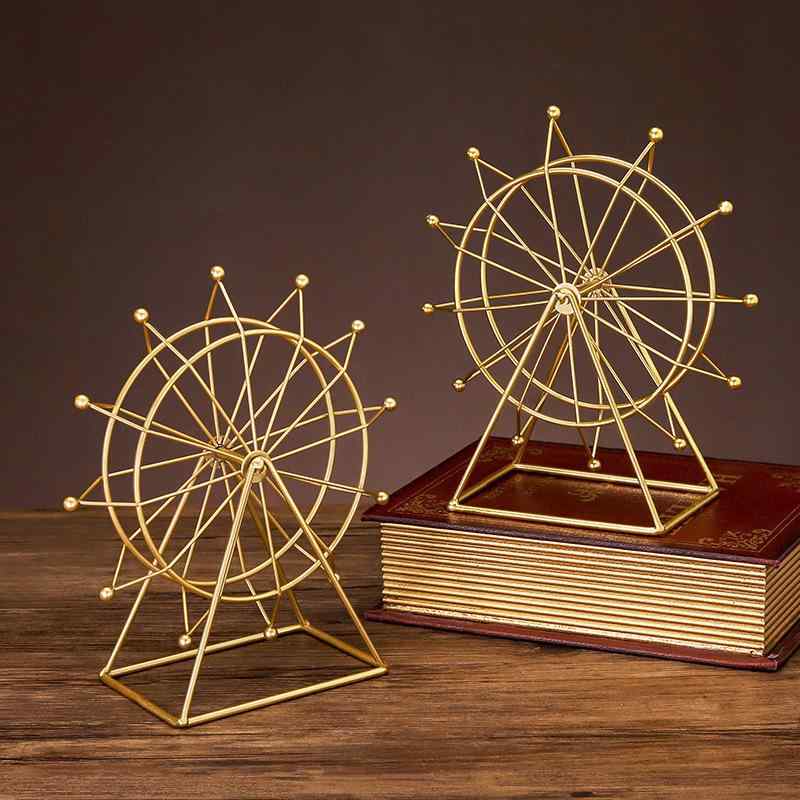 オブジェ アイアン製 金属 回転式 観覧車 デスク装飾 卓上 置き物 インテリア リビング オフィス 玄関 ..