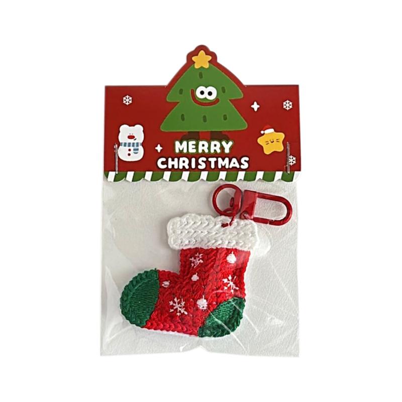 キーホルダー レディース クリスマス オーナメント 編み込み チャーム かわいい サンタクロース トナカイ 雪だるま クリスマスツリー マスコット ポリエステル...