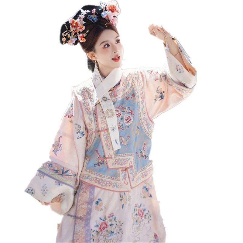 漢服 レディース 女性用 中華服 時代衣装 清朝 宮廷風 エレガント ゲゲ服 王女スタイル プリント 花柄 ..