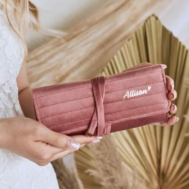 アクセサリーポーチ ジュエリーケース ベルベット ベロア調 大容量 多機能 ロールポーチ 巻き型 ソフト..