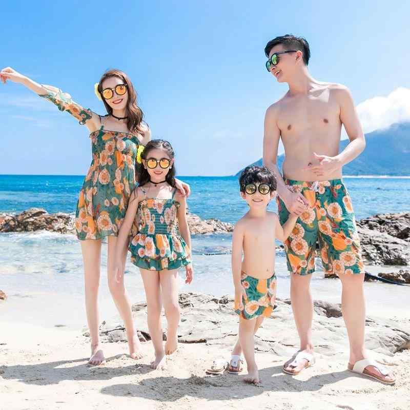 水着 親子 ファミリー お揃い 家族3人4人 キッズ 子供用 温泉 プール 海水浴 ビーチ リゾート 旅行 スパ バカンス 体型カバー スカート付き ワンピース...