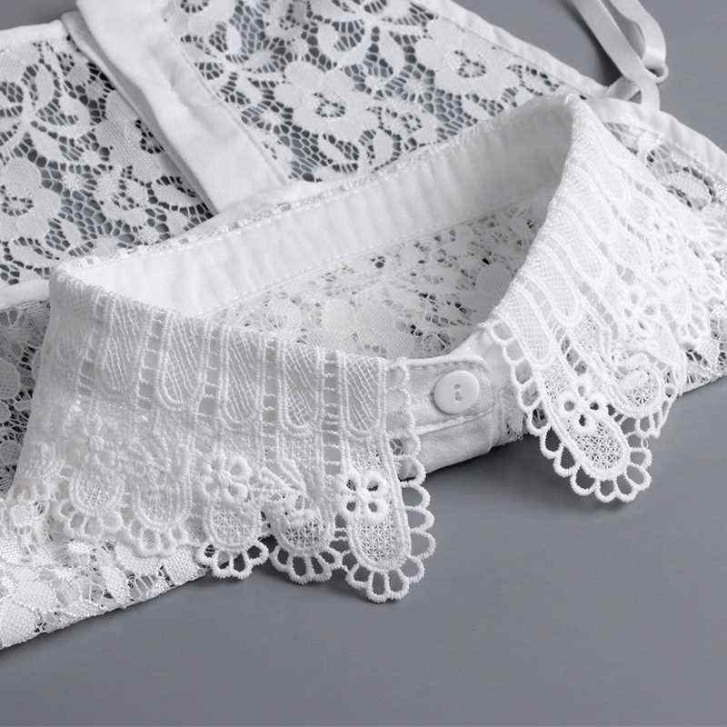 付け襟 レディース 女性用 レース かぎ針編み フラワーデザイン フェイクカラー ニット シャツ ブラウス 飾り襟 装飾襟 万能 普段使い オフィス 上品 華やか エレガント ホワイト ブラック 春秋冬