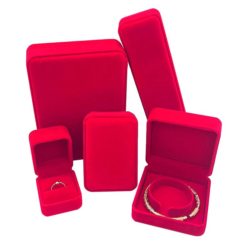 アクセサリーケース レッド 丸角 長毛ベロア ジュエリーボックス リング 指輪 ペンダント ネックレス ブレスレット バングル 宝飾品 収納 コレクション