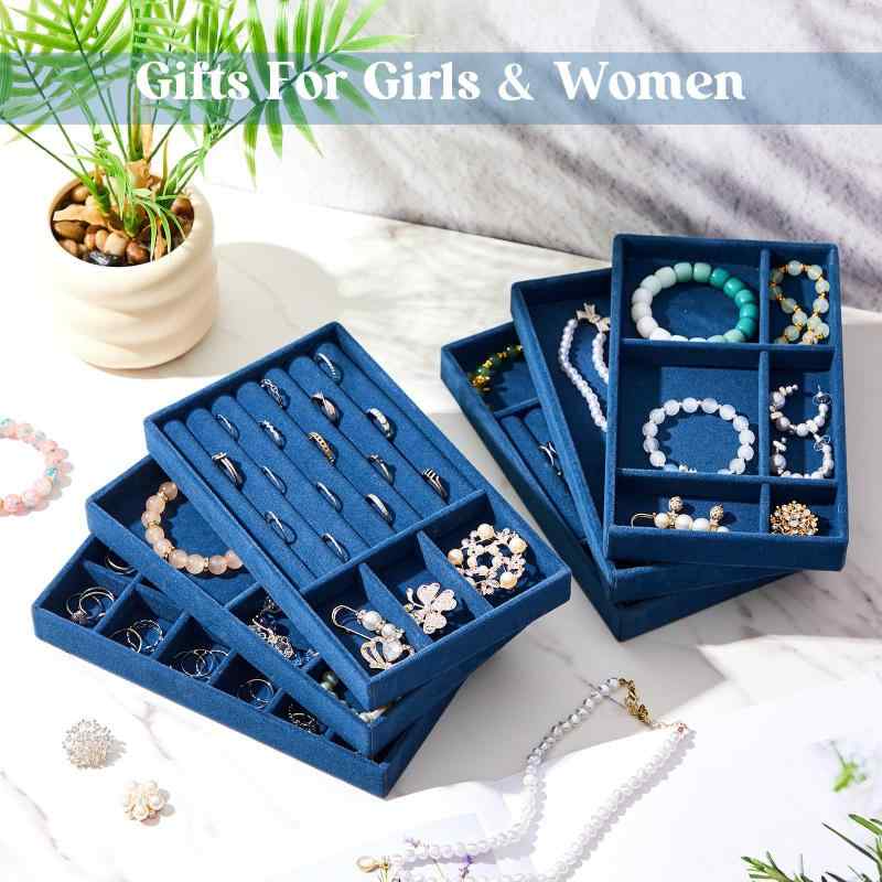 ジュエリーボックス アクセサリーケース ベルベット 6点セット 引き出し用 トレイ 仕切り 収納 ディス..