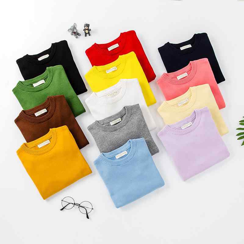 ニット キッズ 男の子 女の子 子供服 男女兼用 コットン 綿100% 丸首 長袖 薄手 軽量 プルオーバー セーター 無地 柔らかい 普段着 カジュアル 通園 通学 冷房対策 インナー トップス