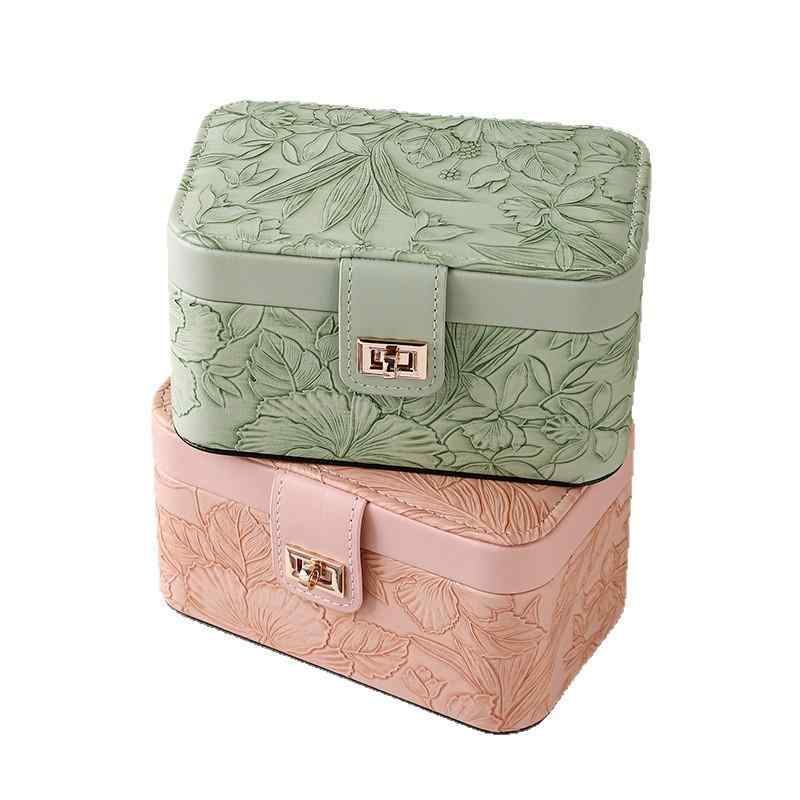 アクセサリーケース ジュエリーボックス 収納ボックス ライトラグジュアリー プリント柄 大容量 多層 仕切り付き 小物入れ 高級感 パールベルベット 複合素材製...