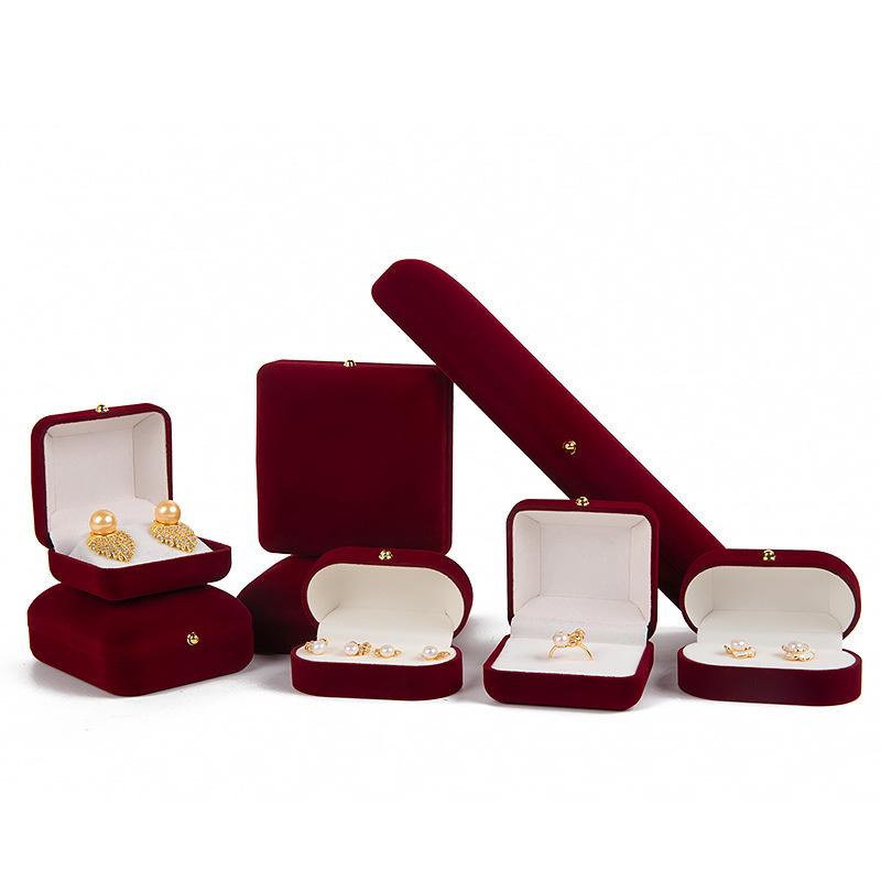 ジュエリーボックス ふっくら ベルベット ゴールド留め具 結婚指輪 ペアリング 婚約指輪 プロポーズ ギフトケース アクセサリー収納 ピアス ネックレス リング...
