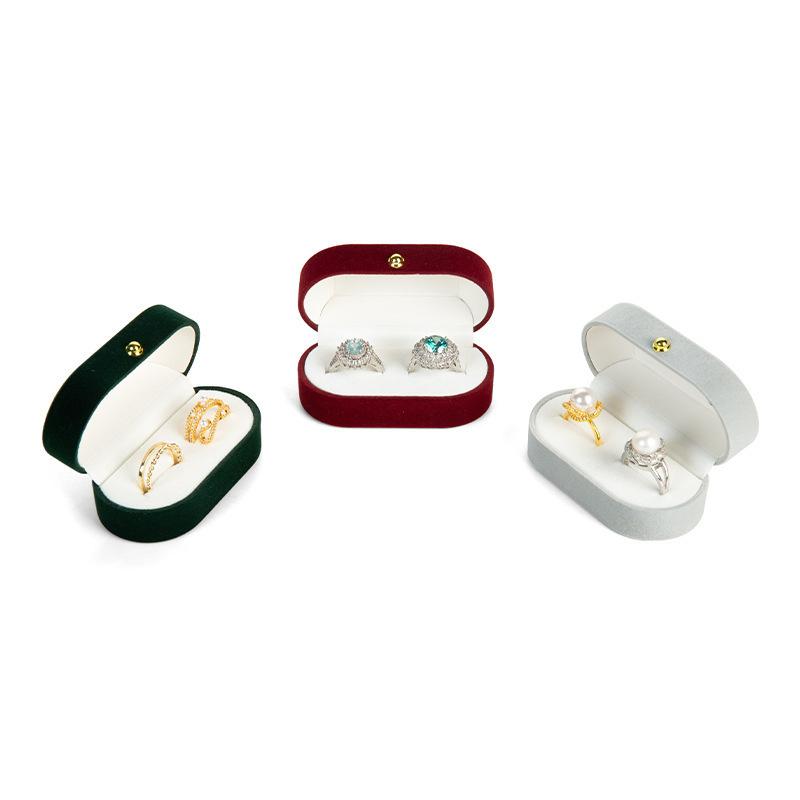 ジュエリーボックス アクセサリーケース 高級感 ベロア調 丸角 ゴールドバックル プロポーズ 婚約 記念日 カップル ペア 指輪 リング ペアリング 収納ボック...