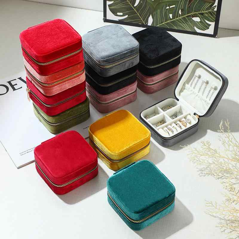 アクセサリーボックス ジュエリーケース ベルベット 多層 鏡付き 大容量 収納 ファスナー付き ピアス ネックレス イヤリング 指輪 小物入れ 旅行 携帯 持ち...