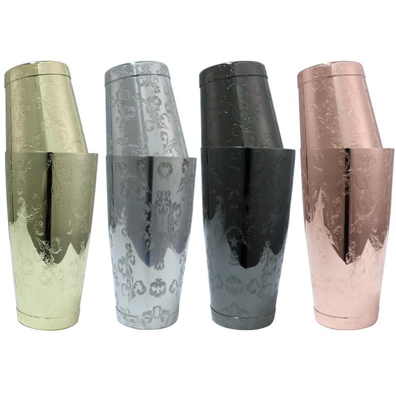 カクテルシェーカー 304ステンレス製 アメリカンスタイル 2ピース ボストンシェーカー バーテンダー プ..