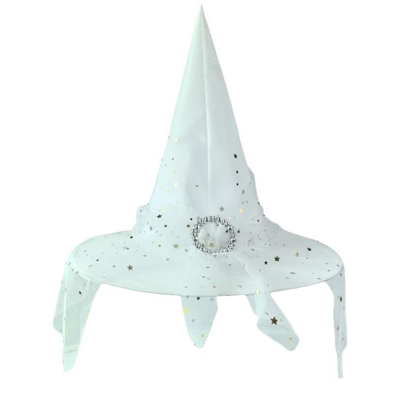 帽子 子供 大人 女性 ハロウィン 魔女 魔法使い ウィッチハット ウィザードハット 仮装 コスプレ ヘッドドレス 頭飾り 布製 チュール 星柄 月柄 装飾小物 イベント パーティー