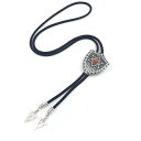 ネックレス メンズ 男性用 ボロタイ レトロ ヴィンテージ グラディエーター シールド 矢 合金製 ロング ペンダント ひし形 幾何学模様 ターコイズ レッドターコイズ アクセサリー