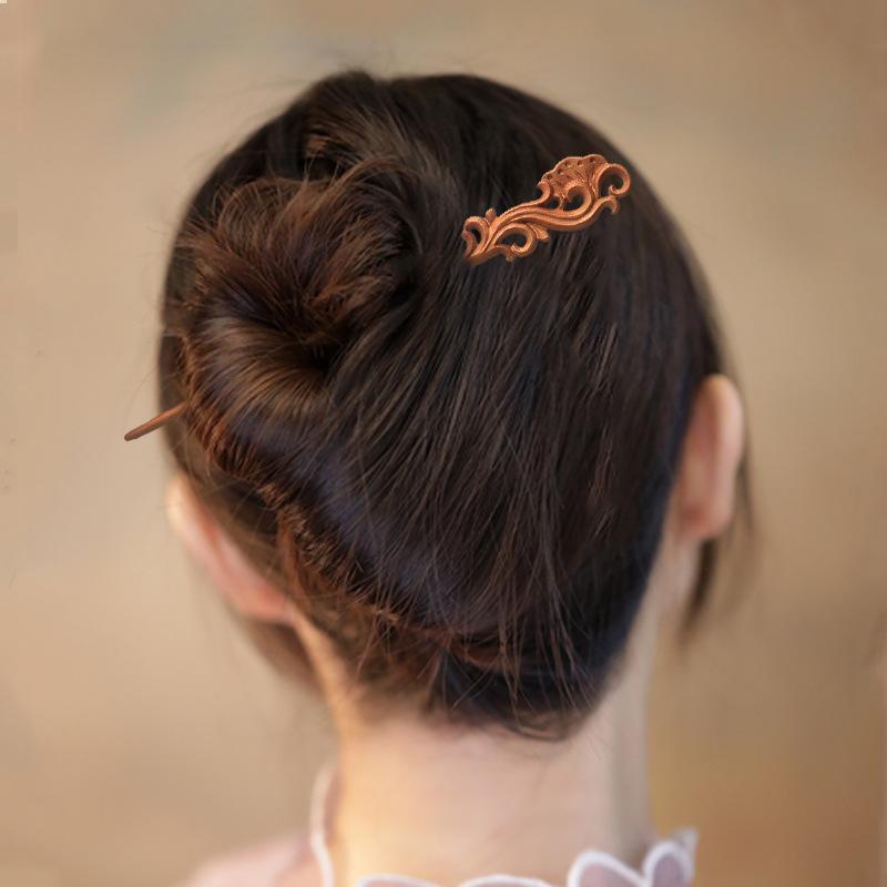 かんざし レディース 中国風 古風 漢服向け 黒檀風 木製 かんざし 揺れる髪飾り フラワーデザイン まとめ髪 和装小物 ヘアアクセサリー 着物 浴衣 パーティ...