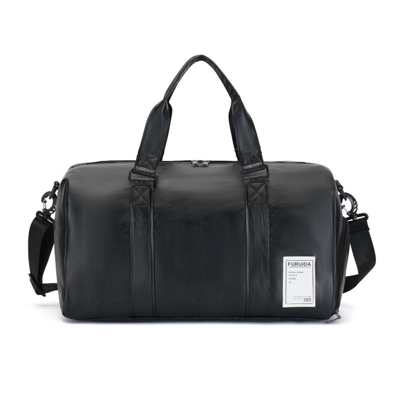 ボストンバッグ メンズ 男性用 ファッション スポーツ アウトドア 旅行 トラベル ジム フィットネス PU素材 手提げ ダッフルバッグ 大容量 収納 防水 耐摩 乾湿分離 ナイロン裏地 無地 ビジネス カジュアル ブラック