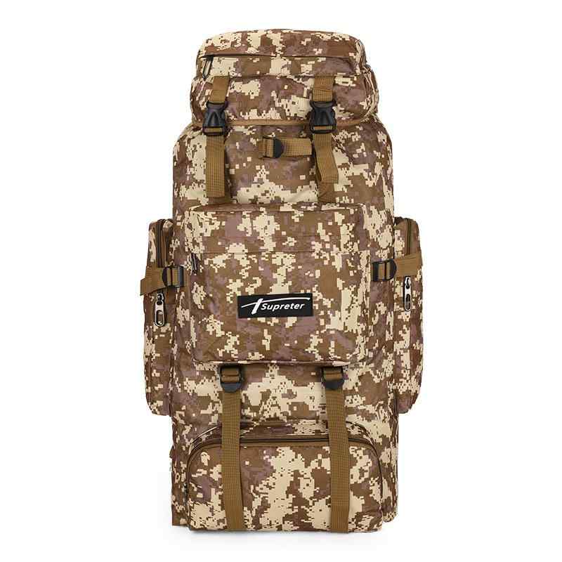 バックパック ユニセックス 男女兼用 大容量 登山 トレッキング キャンプ 旅行 アウトドア ハイキング ザック 遠征用 ミリタリー タクティカル キャンバス 帆布素材 耐摩耗性 丈夫 収納豊富